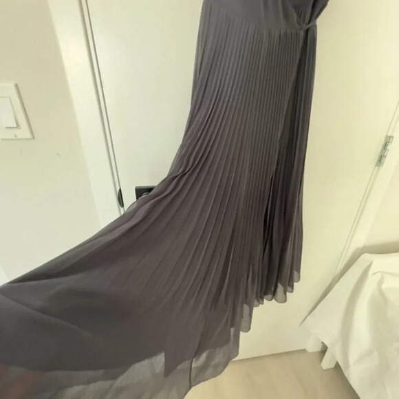 Aritzia Wilfred Beaune Pleated Sheer Chiffon Wrap Dress V-Neck Flowy Women's XS - Picture 7 of 15